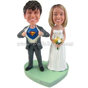 SuperHero Wedding Cake Topper Bobbleheads